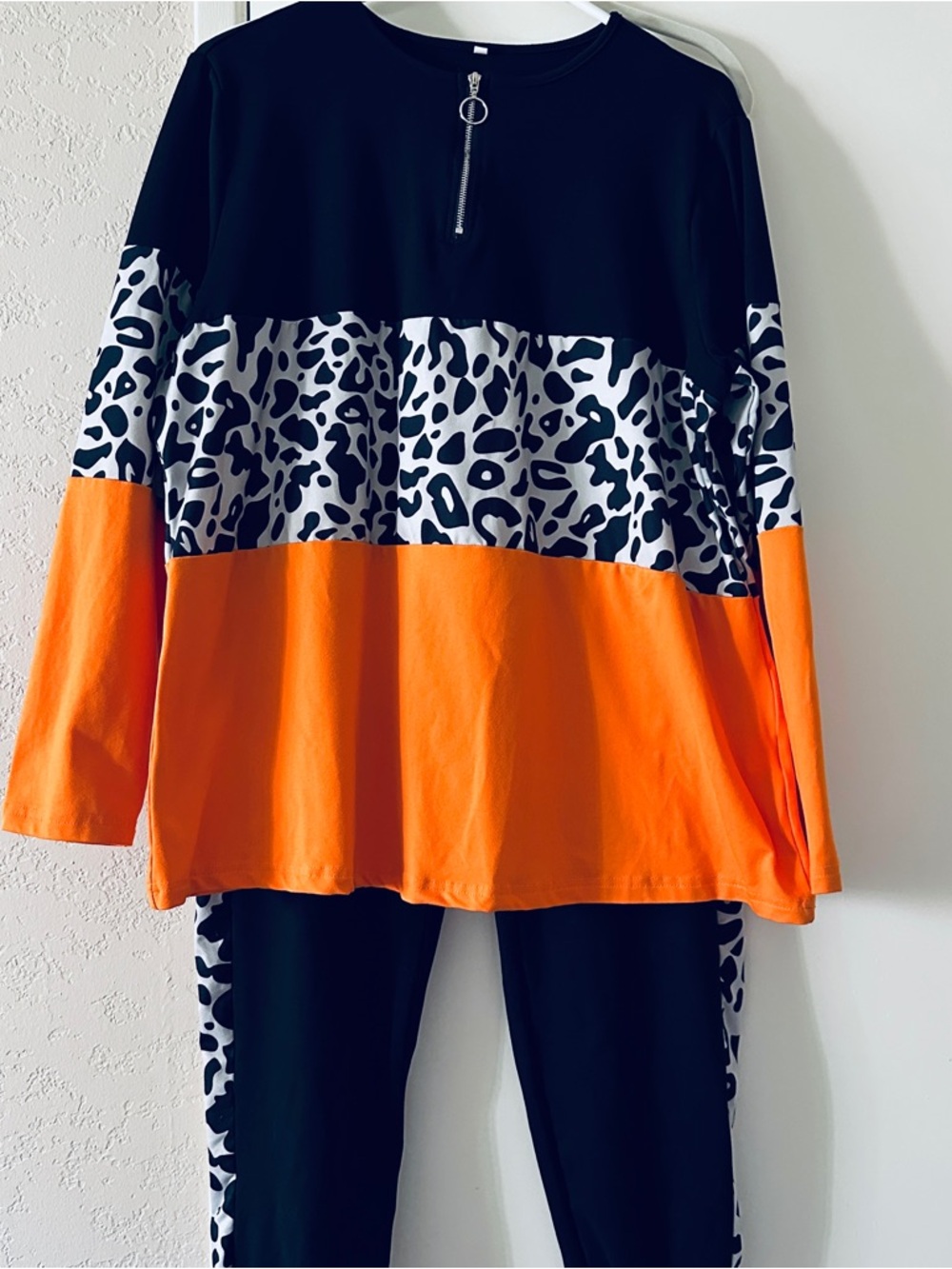 Colorblock Leopard - Blouse & Pants Set Size 1XL